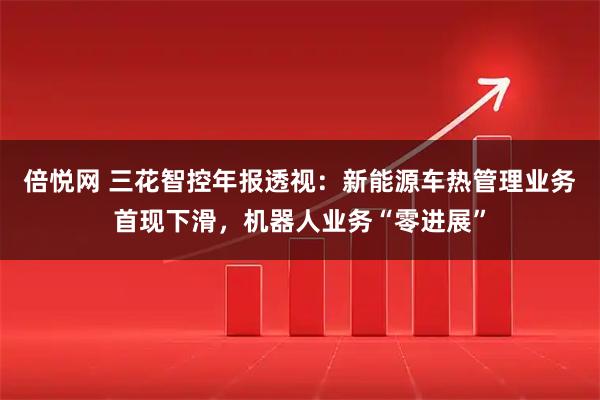 倍悦网 三花智控年报透视：新能源车热管理业务首现下滑，机器人业务“零进展”